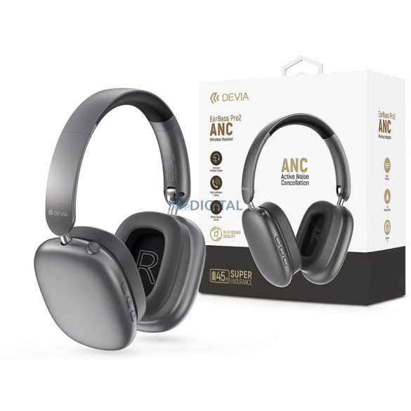 Devia EarBass Pro2 ANC Căști stereo Bluetooth cu microfon încorporat - gri
