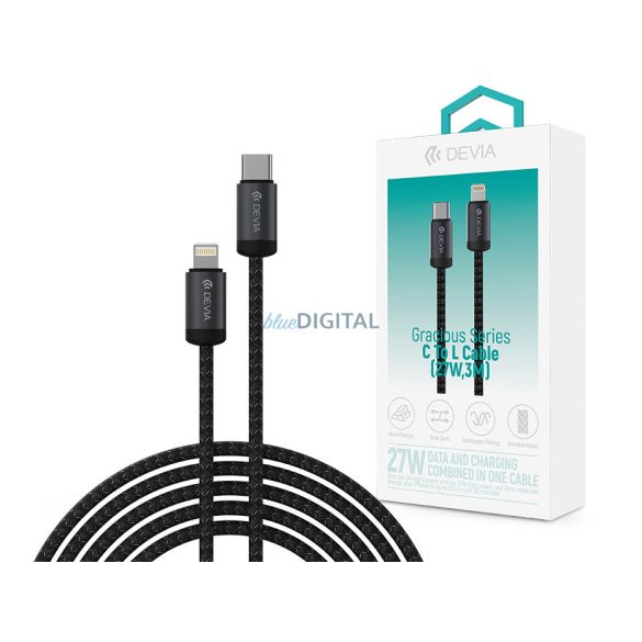 Devia Gracious Series 27W PD Type-C/Lightning cablu de încărcare și date 3m - negru