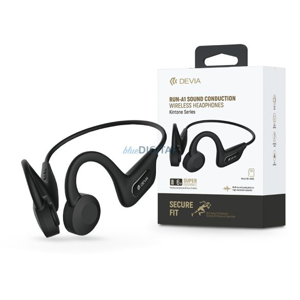 Devia Sport Bluetooth Stereo Headset v5.0 cu cititor de carduri microSD - Devia Kintone Series Run-A1 Sound Conduction Wireless Headset - Negru