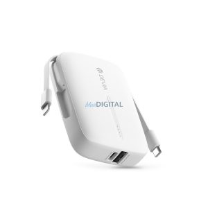 Devia Kintone Series - USB + Type-C - powerbank + cablu Type-C/Lightning - 10.000 mAh - alb