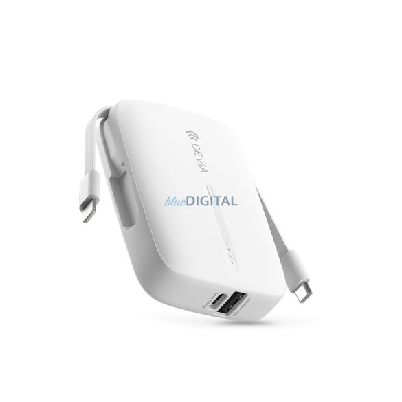 Devia Kintone Series - USB + Type-C - powerbank + cablu Type-C/Lightning - 10.000 mAh - alb