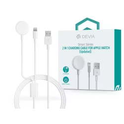   Cablu de încărcare magnetic Devia pentru Apple Watch + USB-A - Cablu Lightning - Cablu de încărcare Devia Smart Series 2in1 pentru Apple Watch - alb