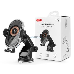 XO Qi Grătar fără fir/Suport pentru mașină pentru bord/încărcător rapid cu funcție wireless MagSafe - XO WX038 Suport pentru mașină pentru încărcare fără fir 2in1 - 15W - negru