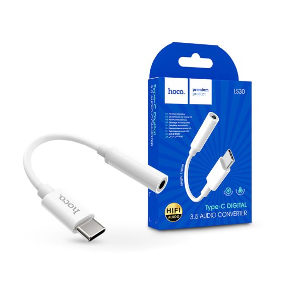 HOCO USB Type-C - Adaptor jack de 3,5 mm - HOCO LS30 Type-C Digital 3.5 Audio Converter - alb