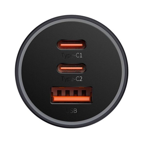 Baseus Golden Contactor Pro încărcător auto, 2x USB-C, 1x USB, 65W (gri)