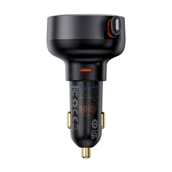 Încărcător auto Baseus Enjoyment Pro cablu Lightning + USB-C, 55W (negru)