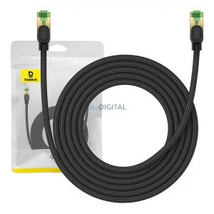 Cablu de rețea împletit cat.8 Baseus Ethernet RJ45, 40Gbps, 3m (negru)