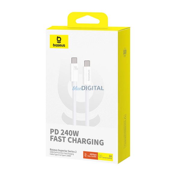 Kabel USB-C la USB-C Baseus Superior USB4, 240 W, 1 m (alb)
