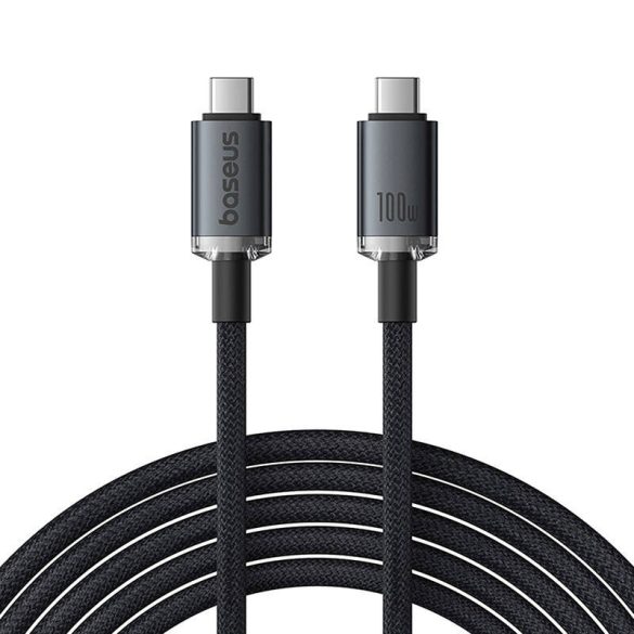 Cablu de încărcare rapidă Baseus Crystal Shine USB-C la USB-C 100 W, 1,5 m, 20 Gb (negru)
