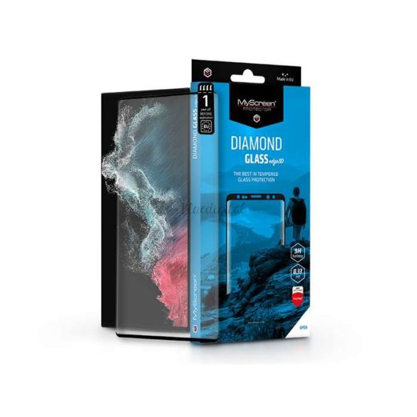 Samsung S908B Galaxy S22 Ultra 5G Protecție de ecran din Folie securizată pentru ecran curbat - MyScreen protecțieDiamond sticlă Edge3D - Negru