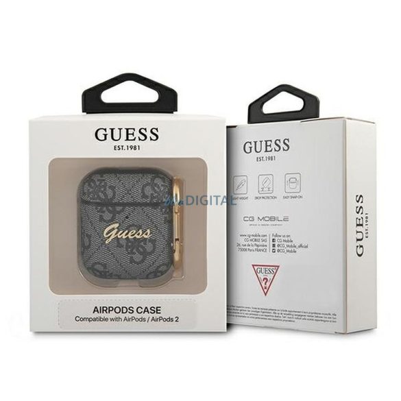 Guess GUA24GSMK 4G Script Metal Collection carcasă AirPods 1/2 - gri
