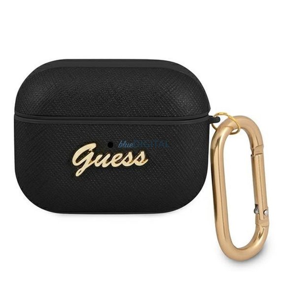 Guess GUAPSASMK Saffiano Script Metal Collection husă AirPods Pro - negru
