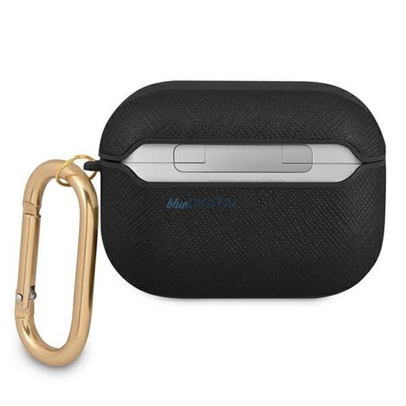 Guess GUAPSASMK Saffiano Script Metal Collection husă AirPods Pro - negru