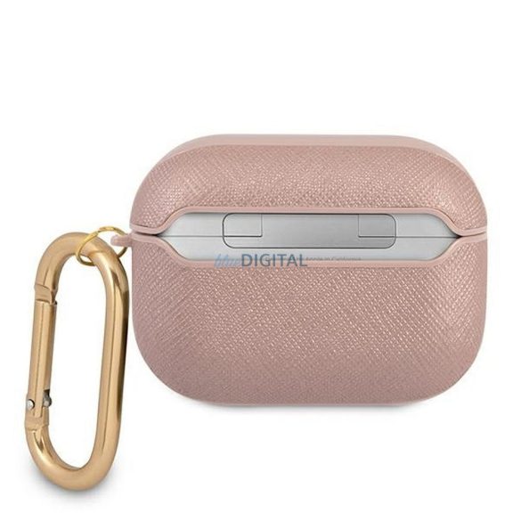 Guess GUAPSASMP Saffiano Script Metal Collection husă AirPods Pro - roz