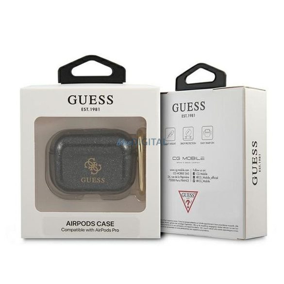 Guess GUAPUCG4GK Geantă Glitter Collection AirPods Pro - negru