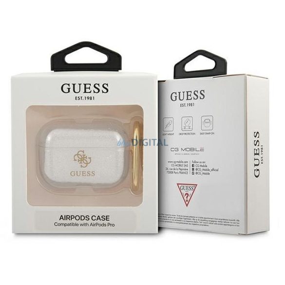 Guess GUAPUCG4GT Geantă Glitter Collection AirPods Pro - transparentă