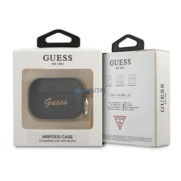 Guess GUAPSSSK Silicon Vintage Script Caz AirPods Pro - Negru