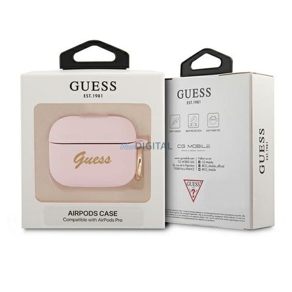 Guess GUAPSSSI Silicon Vintage Script Case AirPods Pro - roz