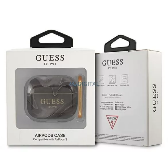 Guess GUA3UNMK Geantă Marble Collection AirPods 3 - negru