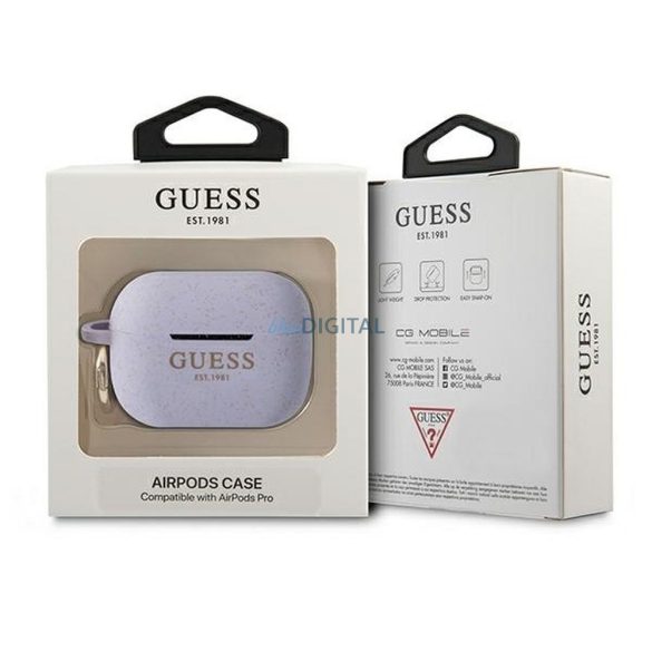Guess GUAPSGGEU Silicon Glitter caz AirPods Pro - violet