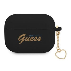 Guess GUAPLSCHSK Silicon Charm Heart Collection caz AirPods Pro - negru