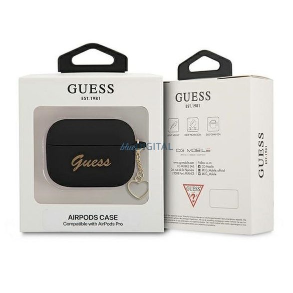 Guess GUAPLSCHSK Silicon Charm Heart Collection caz AirPods Pro - negru