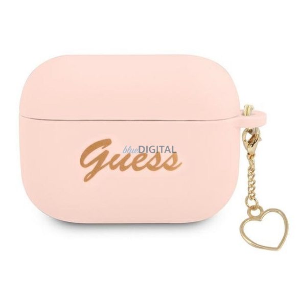 Guess GUAPLSCHSP Silicon Charm Heart Collection carcasă AirPods Pro - roz