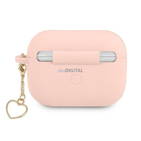 Guess GUAPLSCHSP Silicon Charm Heart Collection carcasă AirPods Pro - roz