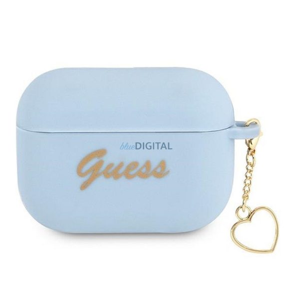 Guess GUAPLSCHSB Silicon Charm Heart Collection caz AirPods Pro - albastru
