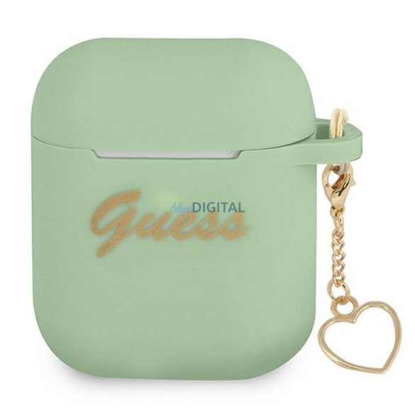 Guess GUA2LSCHSN Silicon Charm Heart Collection carcasă AirPods 1/2 - verde