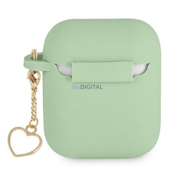 Guess GUA2LSCHSN Silicon Charm Heart Collection carcasă AirPods 1/2 - verde