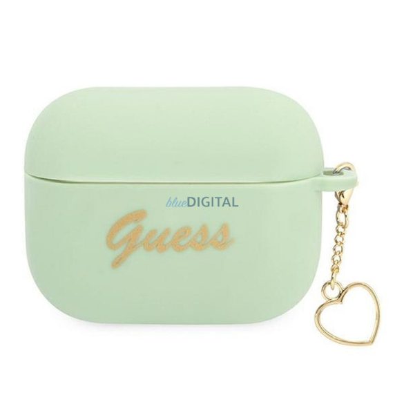 Guess GUAPLSCHSN Silicon Charm Heart Collection carcasă AirPods Pro - verde