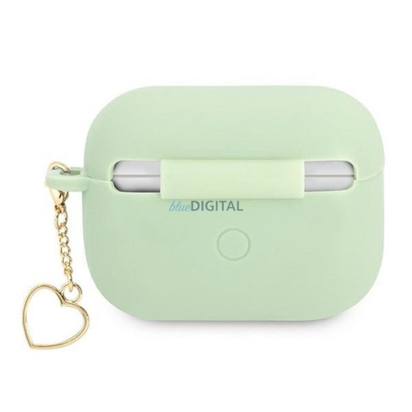 Guess GUAPLSCHSN Silicon Charm Heart Collection carcasă AirPods Pro - verde