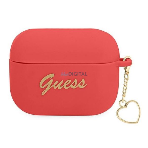 Guess GUAPLSCHSR Silicon Charm Heart Collection caz AirPods Pro - roșu