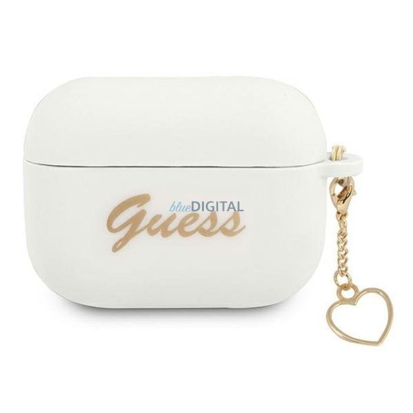 Guess GUAPLSCHSH Silicon Charm Heart Collection carcasă AirPods Pro - alb