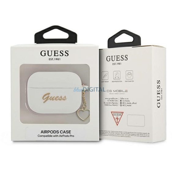 Guess GUAPLSCHSH Silicon Charm Heart Collection carcasă AirPods Pro - alb