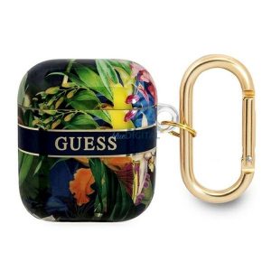 Guess GUA2HHFLB Flower Strap Collection cutie AirPods 1/2 - albastru