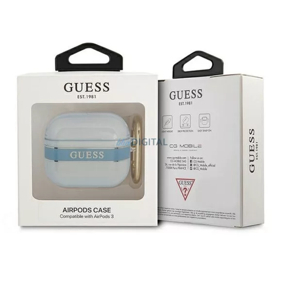 Guess GUA3HHTSB Curea Collection caz AirPods 3 - albastru
