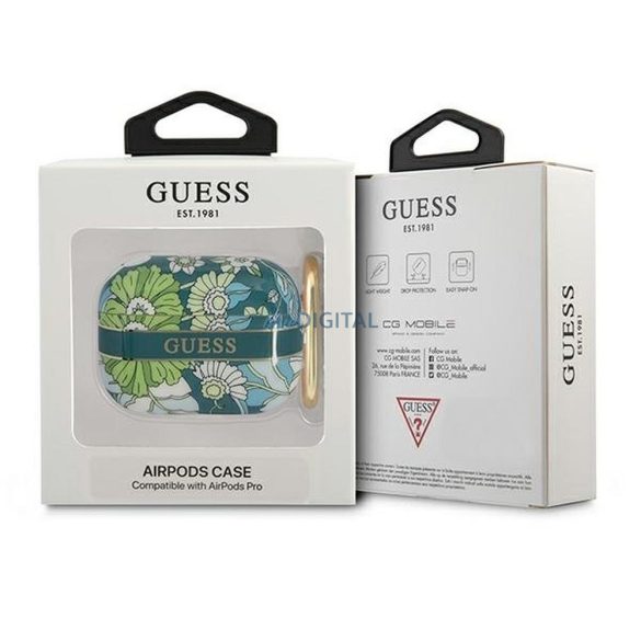 Guess GUAPHHFLN Flower Strap Collection husă AirPods Pro - verde