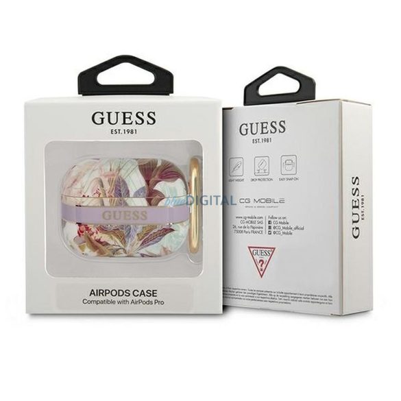 Guess GUAPHHFLU Flower Strap Collection husă AirPods Pro - violet