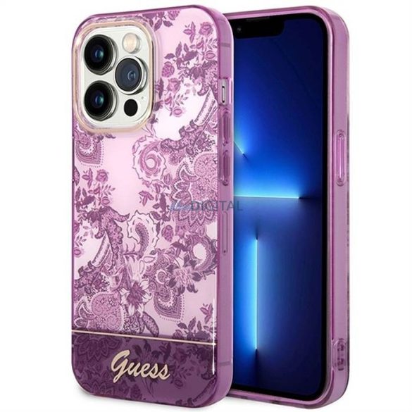 Carcasa originala GUESS GUHCP14LHGPLHF pentru iPhone 14 PRO (IML Electro Cam TDJ/fuschia)