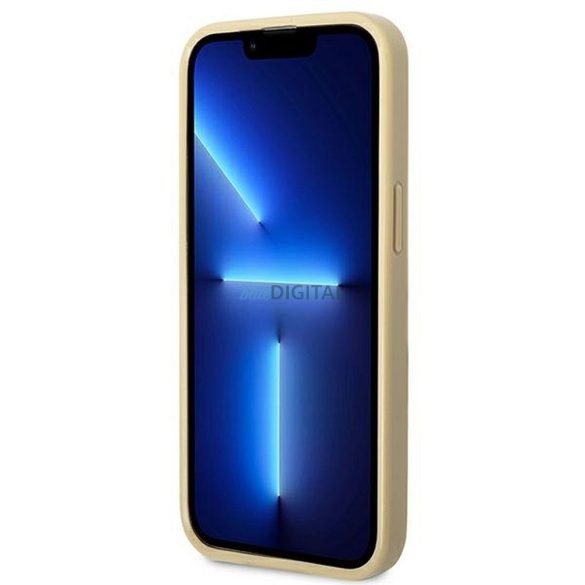 Husă originală GUESS GUHCP14LHGGSHD pentru iPhone 14 PRO (Glitter Flakes Script Metal Logo / auriu)
