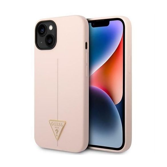 Husa GUESS pentru IPHONE 13 / 14 / 15 GUHCP14SSLTGP (triunghi din silicon) roz