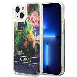  HUSĂ! - Husa GUESS pentru IPHONE 13 / 14 / 15 GUHCP14SLFLSB (Flower Liquid Glitter) albastra