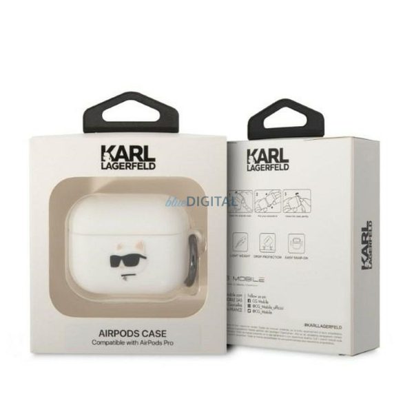 Husă originală KARL LAGERFELD KLAPRUNCHH pentru Apple Airpods Pro (3D Sil NFT Choupette / alb)