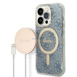   HUSĂ! - Set original GUESS GUBPP14LH4EACSB pentru iPhone 14 Pro (pachet Magsafe: carcasă + încărcător 4G / Aur - Albastru)