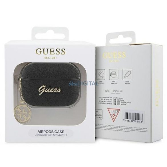 Guess GUAP2GLGSHK Glitter Flake 4G Charm carcasă AirPods Pro 2 - negru