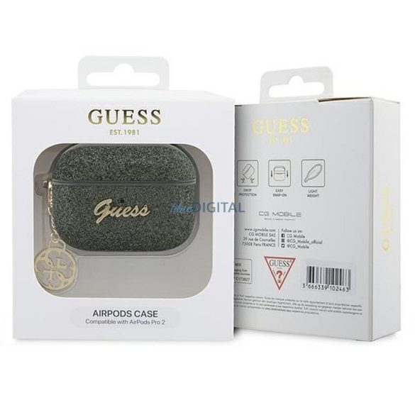 Guess GUAP2GLGSHA Glitter Flake 4G Charm Case AirPods Pro 2 - Camuflaj verde