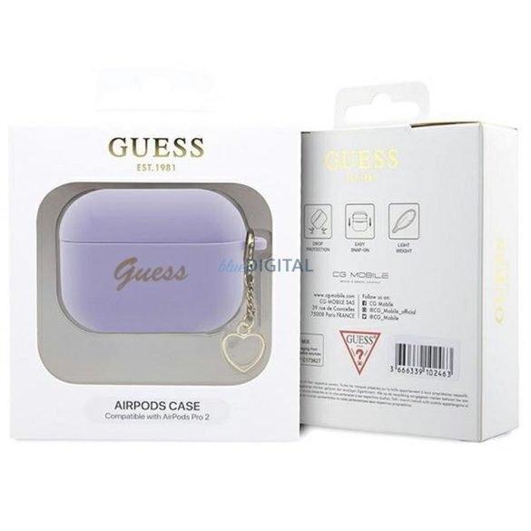Guess GUAP2LSCHSU Silicon Charm Heart Collection caz AirPods Pro 2 - violet