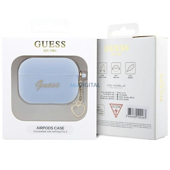 Guess GUAP2LSCHSB Silicon Charm Heart Collection caz AirPods Pro 2 - albastru